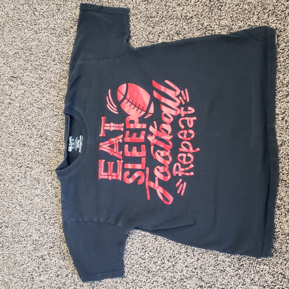 2 items: Gildan football shirt and Pacman  gray shirt size 10-medium